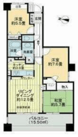 ライオンズスクエア川崎京町 2階 間取り図
