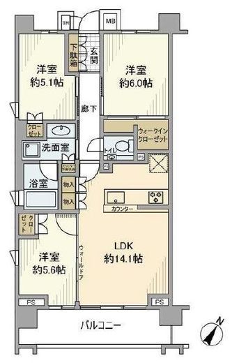 グランドメゾン鷺沼コート 6階 間取り図