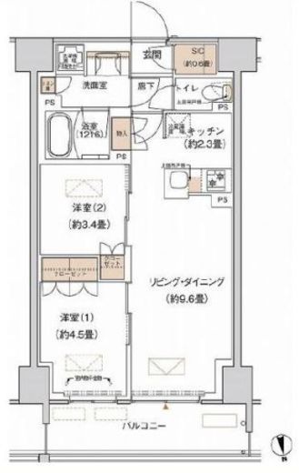 プライムネクサス大森北 342 間取り図