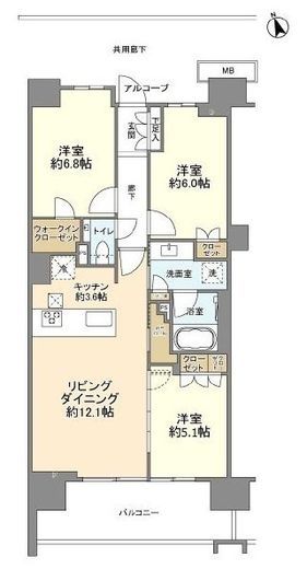 プラウド二子玉川 3階 間取り図