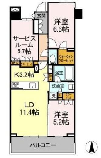 クリオ東小金井パークフロント 6階 間取り図