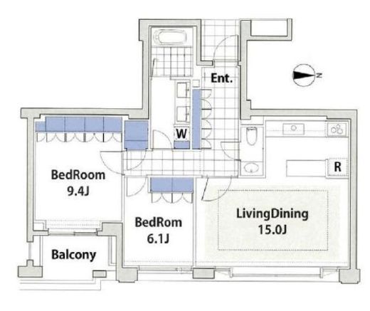 プライムメゾン御殿山 E305 間取り図