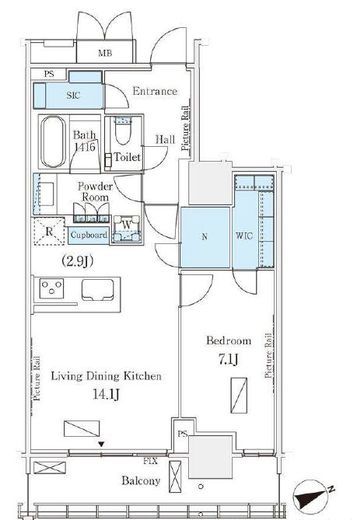 ロイヤルパークス品川 2403 間取り図