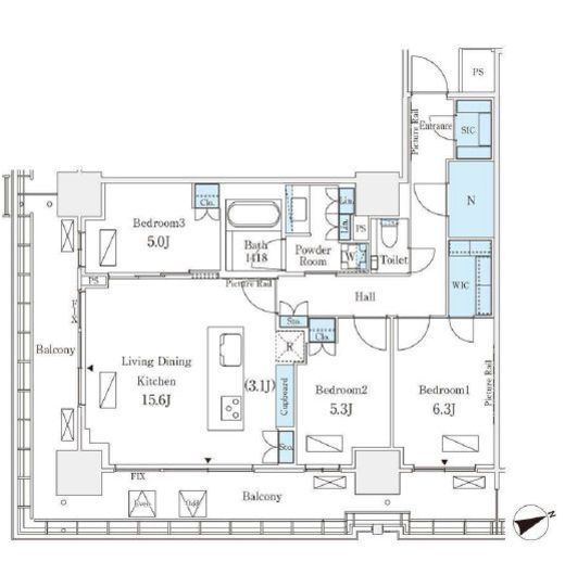 ロイヤルパークス品川 2204 間取り図