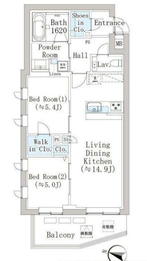 デュークハウス目黒 405 間取り図