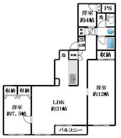 サンビューハイツ五番町 8階 間取り図