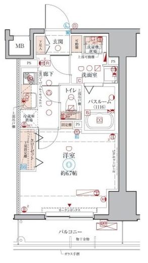 クレヴィスタ元浅草 5階 間取り図