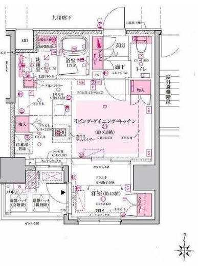クレヴィア中野新橋 2階 間取り図