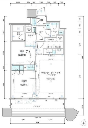 パークタワー勝どきミッド/サウス 7階 間取り図