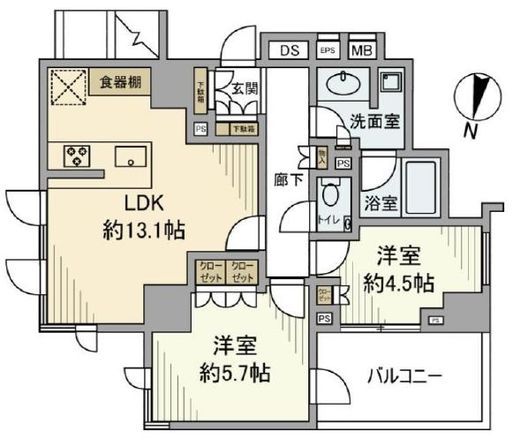 ブランズ文京小石川パークフロント 6階 間取り図