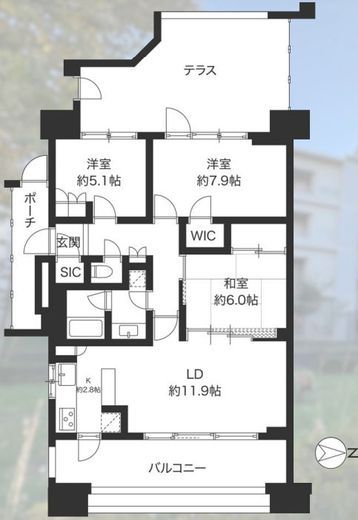 ドレッセあざみ野コリーナコート 3階 間取り図
