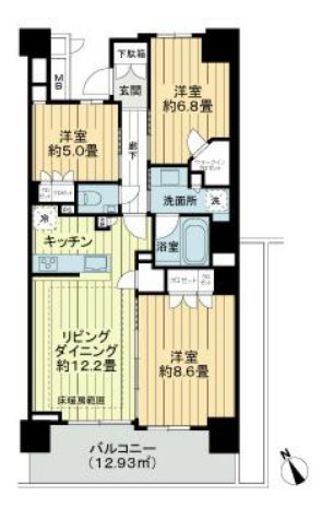 プラウドシティ日吉レジデンスⅡ 15階 間取り図