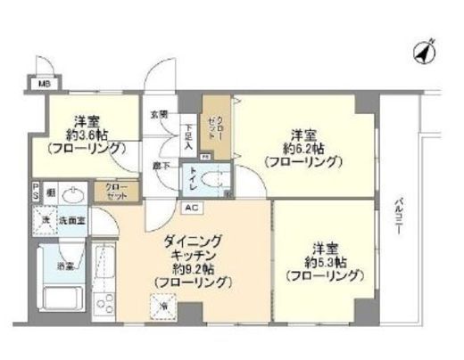 マイキャッスル中目黒2 6階 間取り図