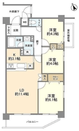 東急ドエル・アルス本郷台 8階 間取り図