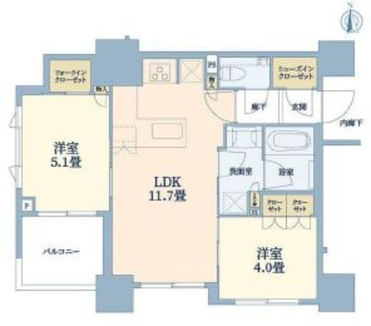 ルフォン上野松が谷 6階 間取り図