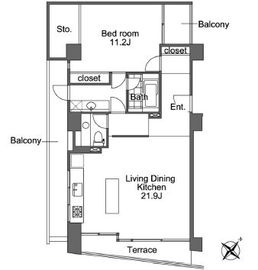 ウォーク赤坂 702 間取り図