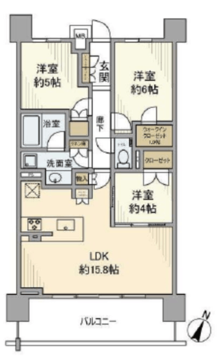 ザ・パークハウス横浜川和町ガーデン 5階 間取り図
