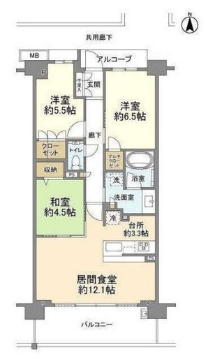 プラウド武蔵中原トレサージュ 7階 間取り図