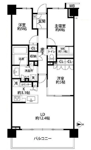 パークホームズ吉祥寺北グランヴィラ 3階 間取り図