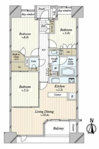 シティハウス錦糸町 8階 間取り図