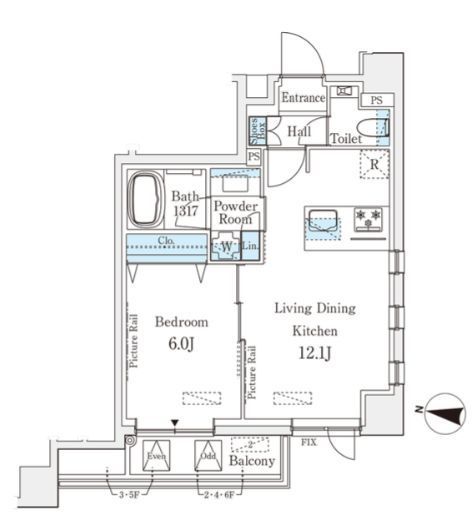 レフィールオーブ麻布仙台坂 203 間取り図