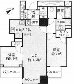 ザ・パークハウス三軒茶屋タワー 22階 間取り図