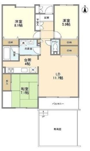 武蔵野パークヒルズ 1階 間取り図