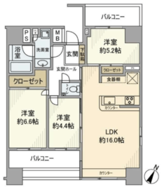 エクセレントシティ川崎 12階 間取り図
