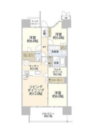 MJR深川住吉 3階 間取り図