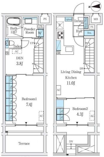 STANDZ柿の木坂 104 間取り図