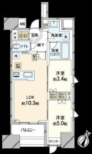 リビオレゾン月島ステーションプレミア 4階 間取り図