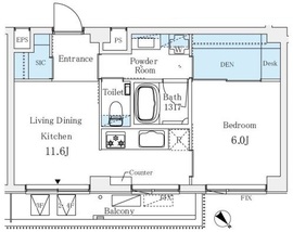 ソルテ千駄ヶ谷 401 間取り図