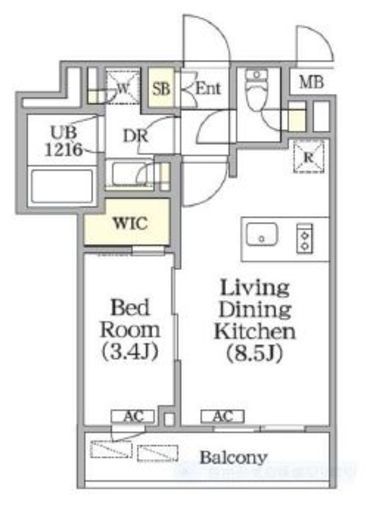 ユーレジデンス目黒東山 202 間取り図