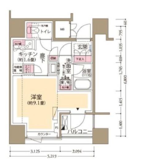 フロール横濱関内 1101 間取り図