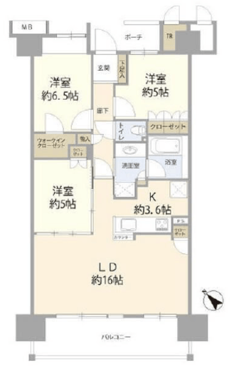 オーベル葛西ベイパークス 5階 間取り図