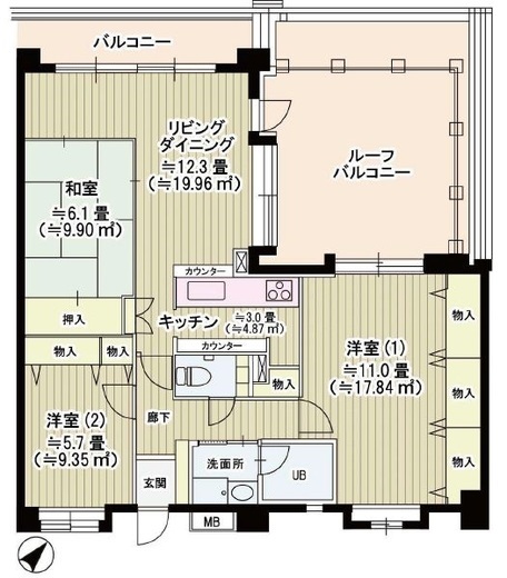 トルチュ・ヴァレ経堂 301 間取り図