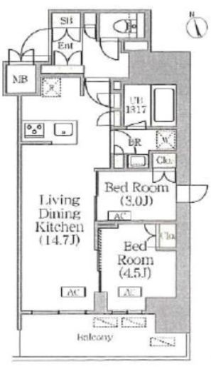 プライムガーデン銀座八丁堀 704 間取り図