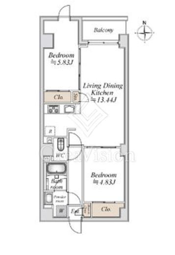 プライムガーデン赤塚 407 間取り図