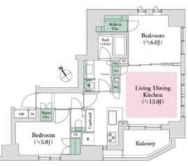 オープンレジデンシア東中野 6階 間取り図