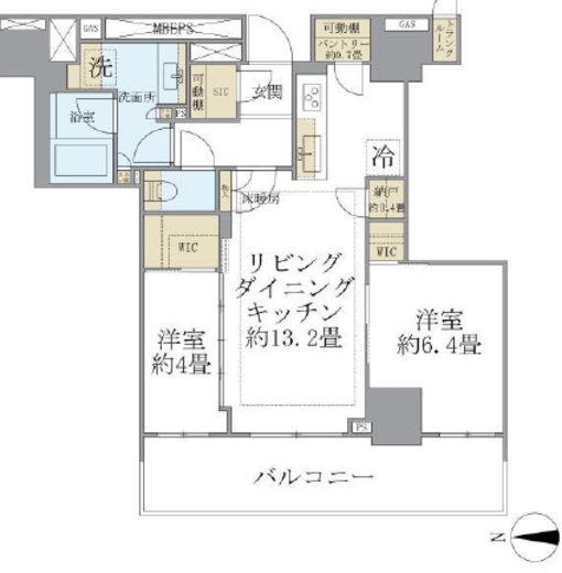 ブリリアタワー上野池之端 22階 間取り図