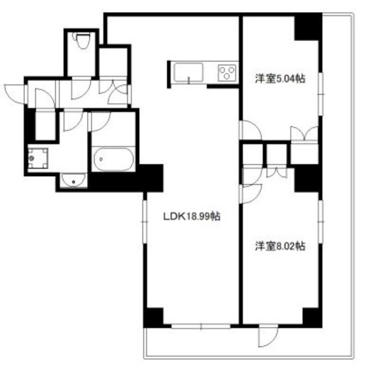 ジャコワ日本橋中洲 303 間取り図