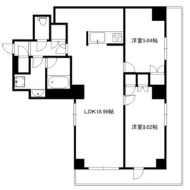 ジャコワ日本橋中洲 303 間取り図