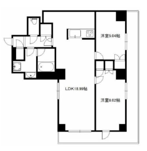 ジャコワ日本橋中洲 503 間取り図