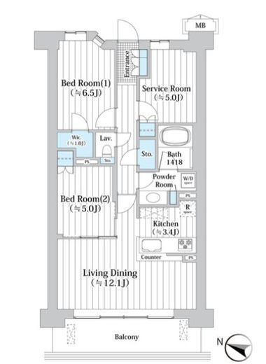アビティグランデ砧 2階 間取り図