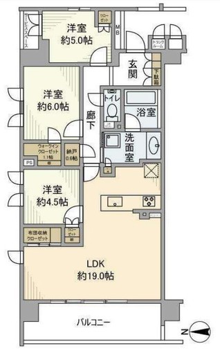 ウエリス世田谷砧 3階 間取り図