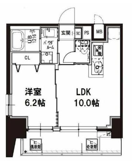 メゾンドアーク南大井 13階 間取り図