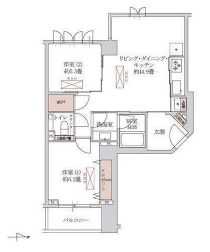 パークコート市谷加賀町 2階 間取り図