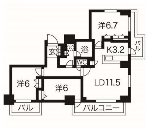 クリオ南小岩 9階 間取り図