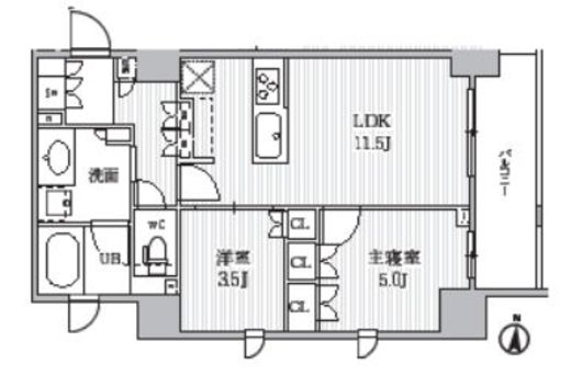 シーズンフラッツ菊川 201 間取り図