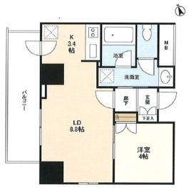 スカイグランデ汐留 4階 間取り図